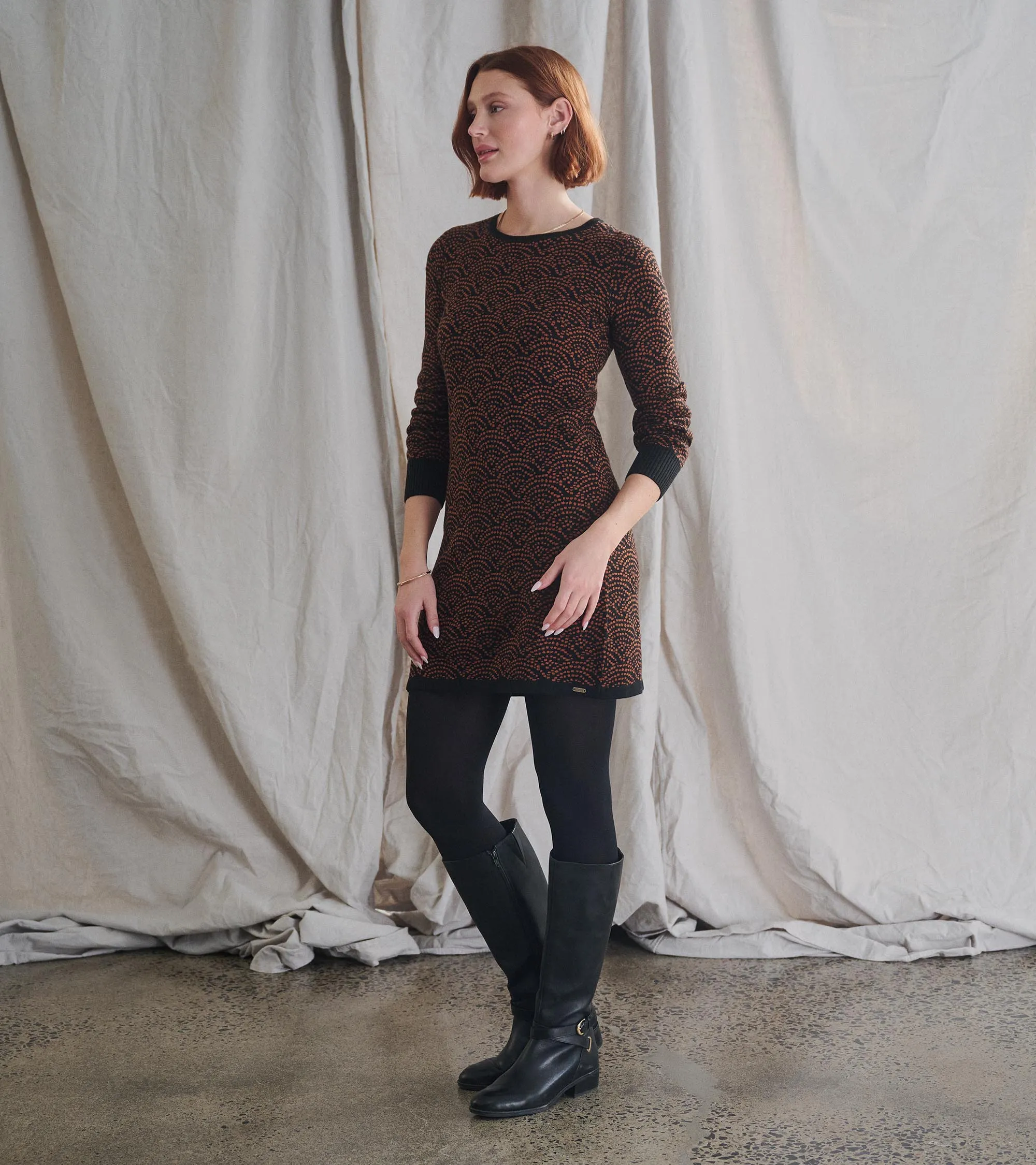 Abigail Sweater Dress - Art Deco Dots -Hatley