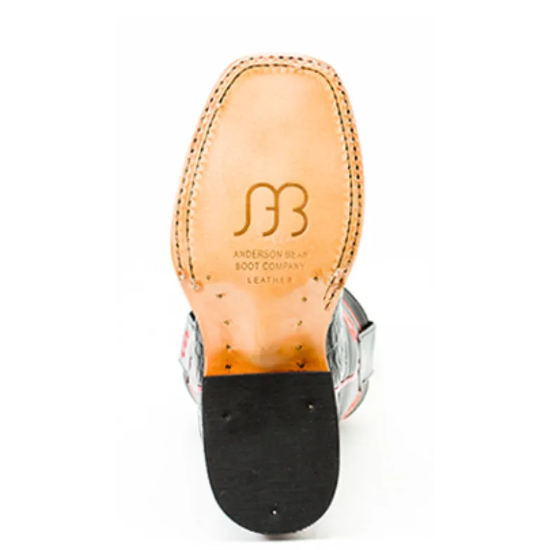 Anderson Bean Kids Black Caiman Print Square Toe Boot