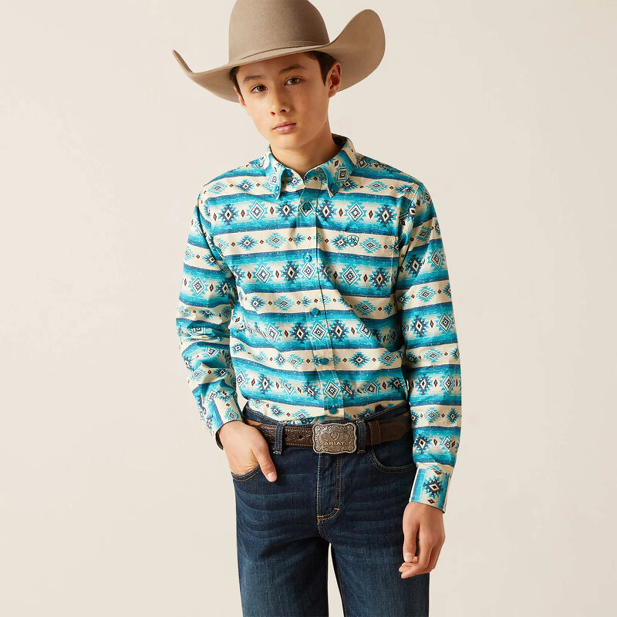 Ariat Boy's Turquoise Sandshell Aztec Shirt