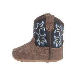 Ariat Infant/Toddler Brown and Navy Lil Stomper Tombstone Boots