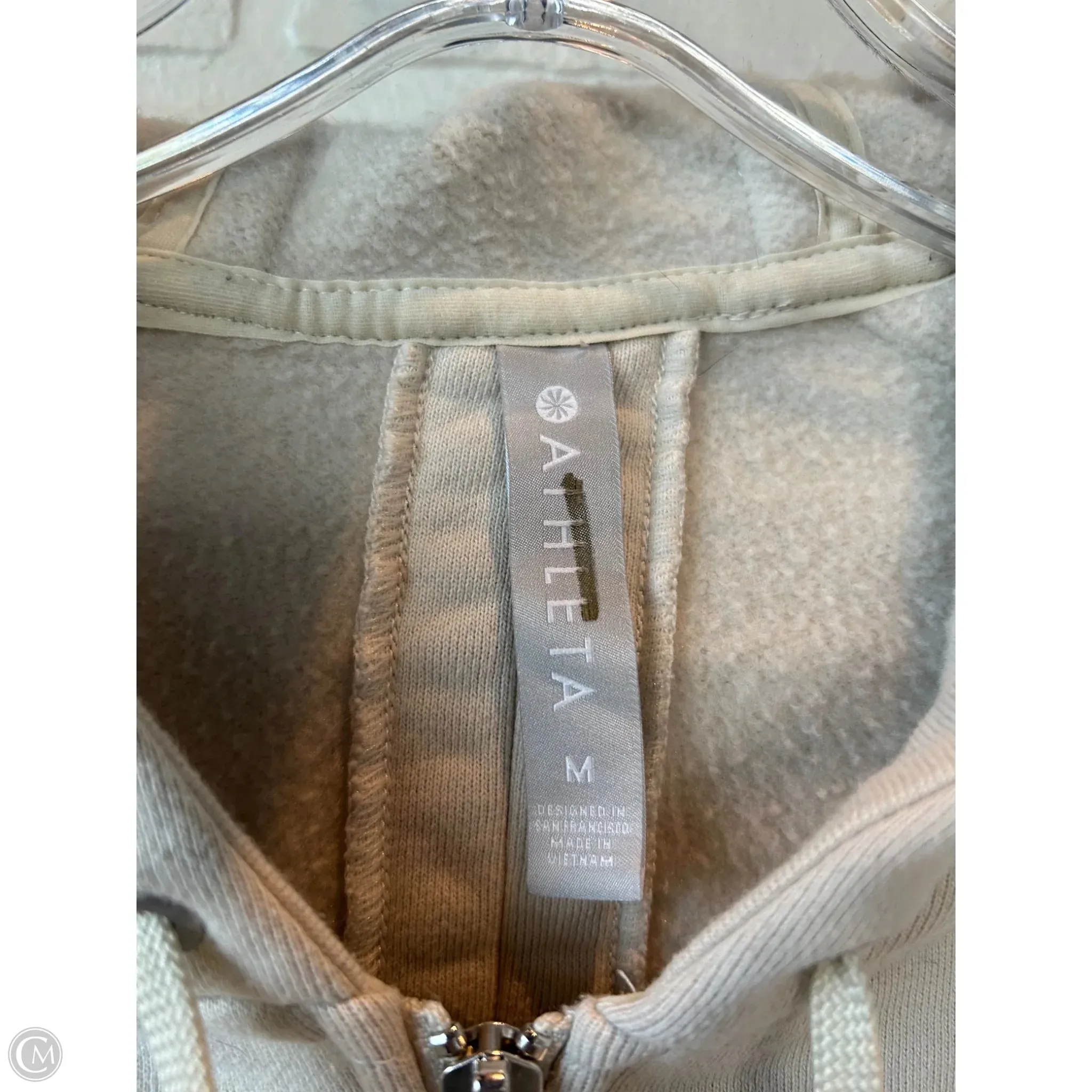 Athletic Top Long Sleeve Hoodie By Athleta In Cream, Size: M