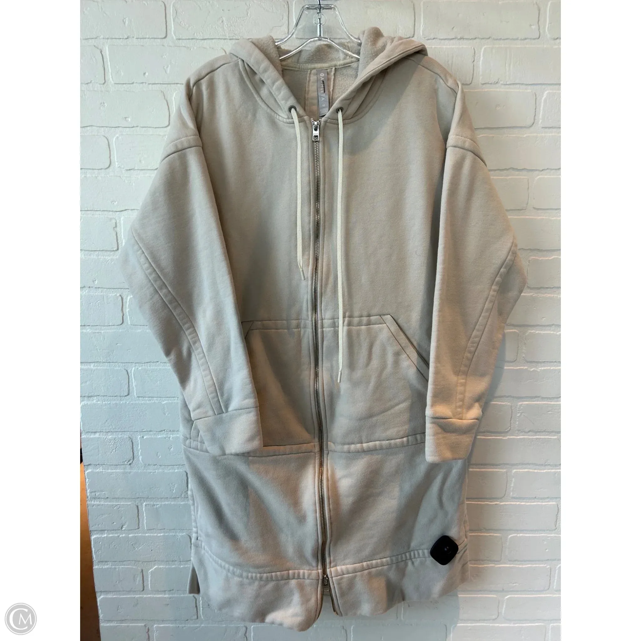 Athletic Top Long Sleeve Hoodie By Athleta In Cream, Size: M