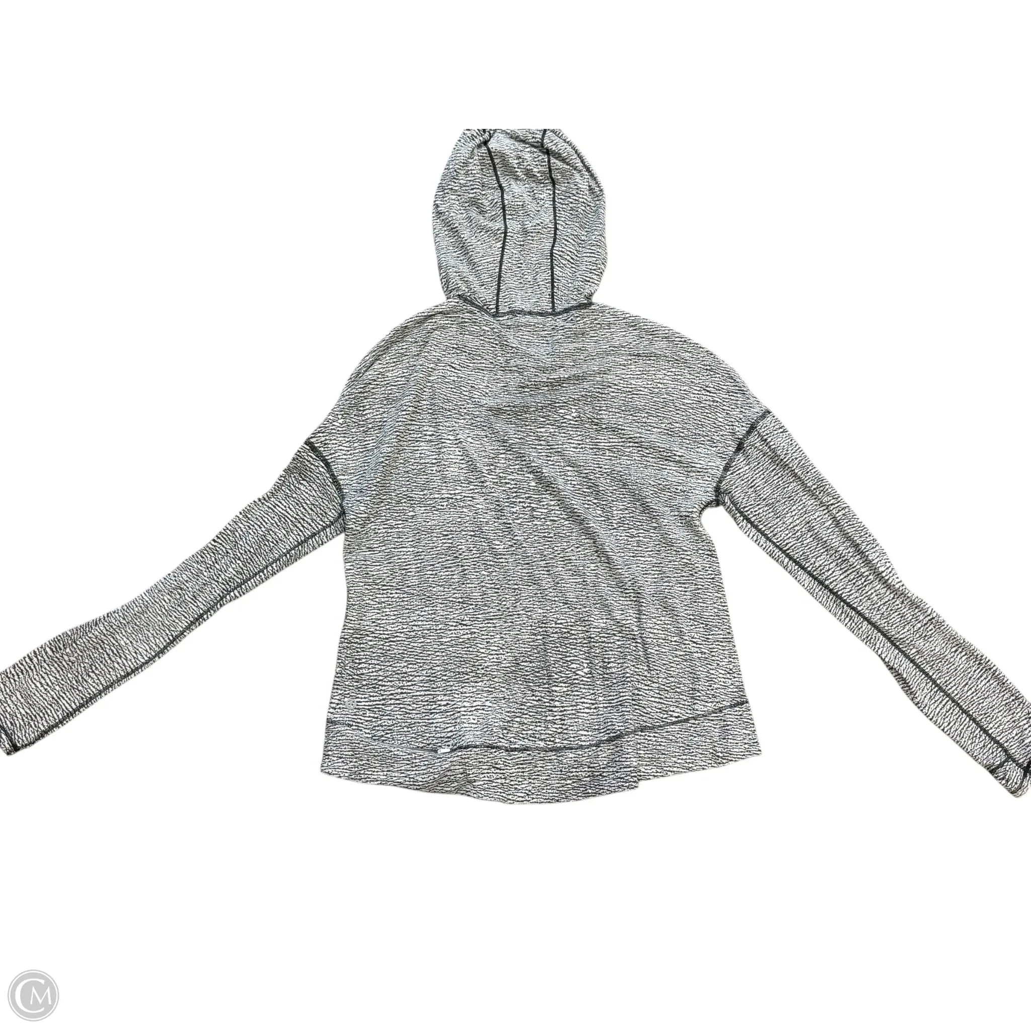 Athletic Top Long Sleeve Hoodie By Lululemon In Grey & White, Size: 6
