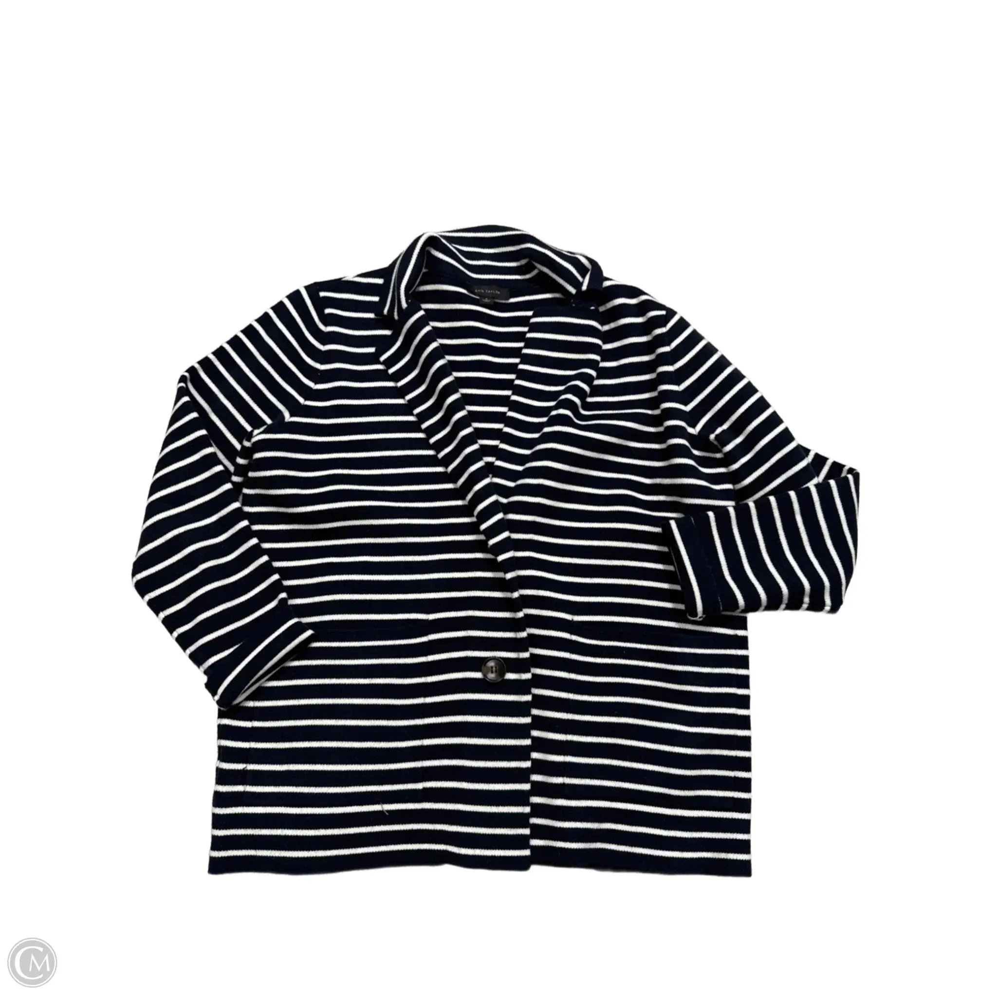 Blazer By Ann Taylor In Striped Pattern, Size: M