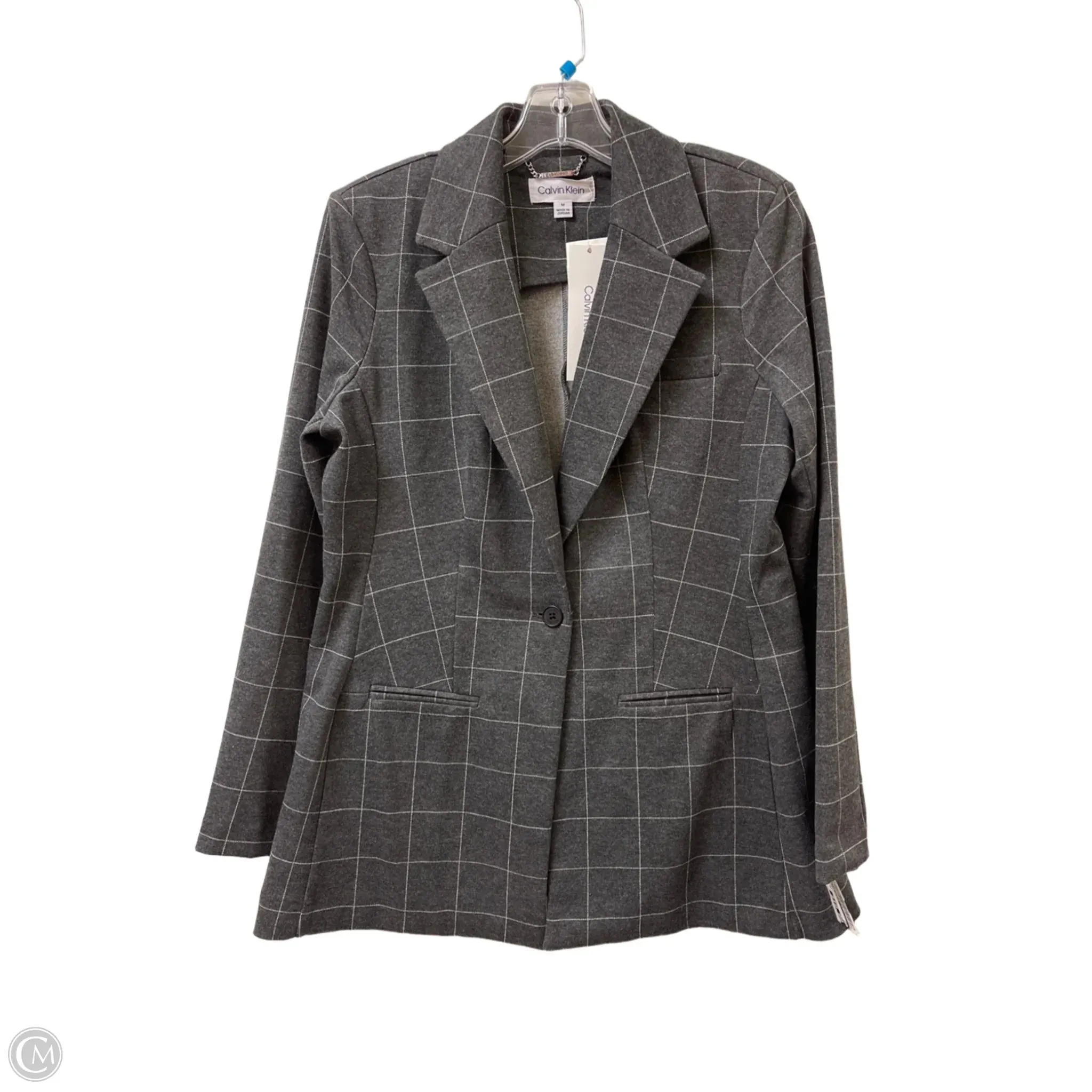 Blazer By Calvin Klein In Grey, Size: M