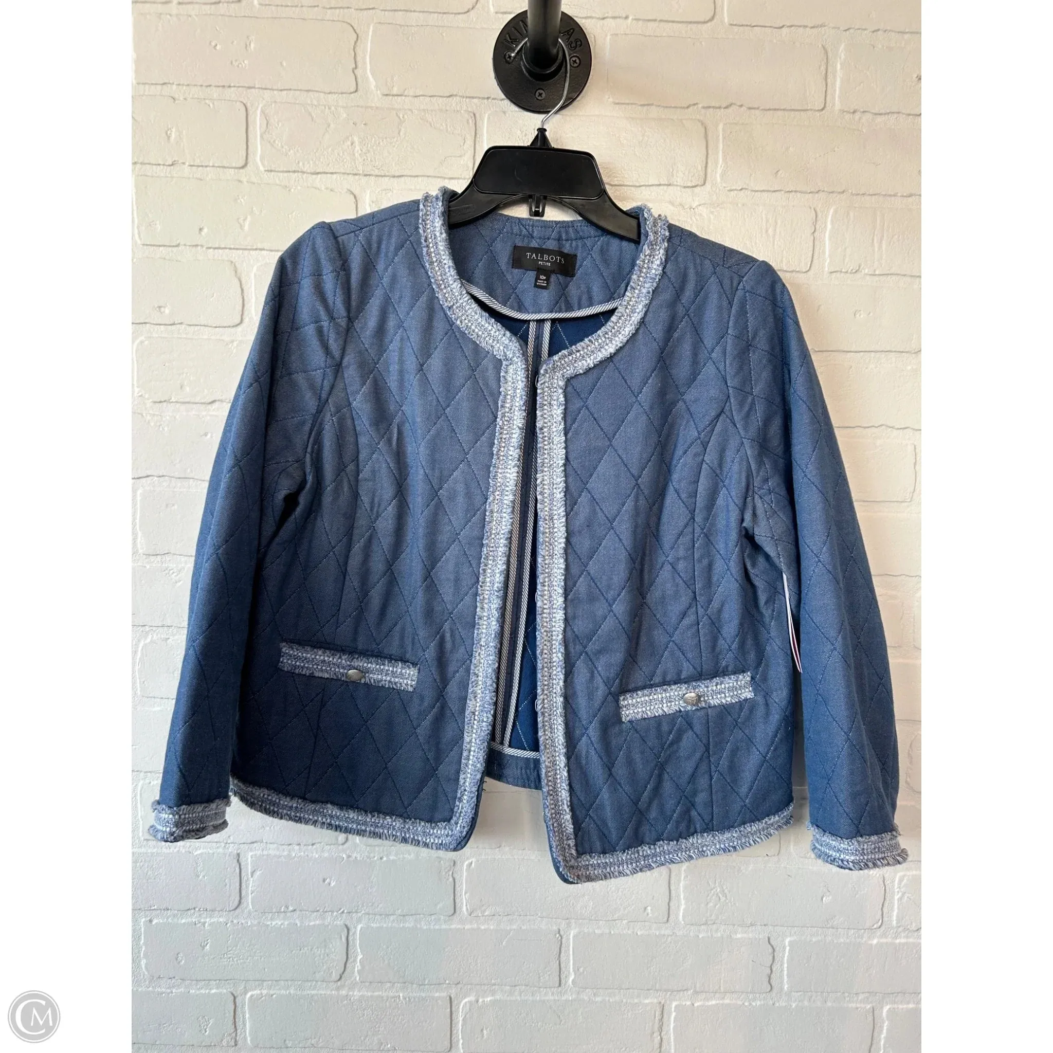 Blazer By Talbots In Blue Denim, Size: Mp
