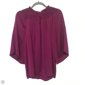 Blouse 3/4 Sleeve By Investments In Purple, Size: S