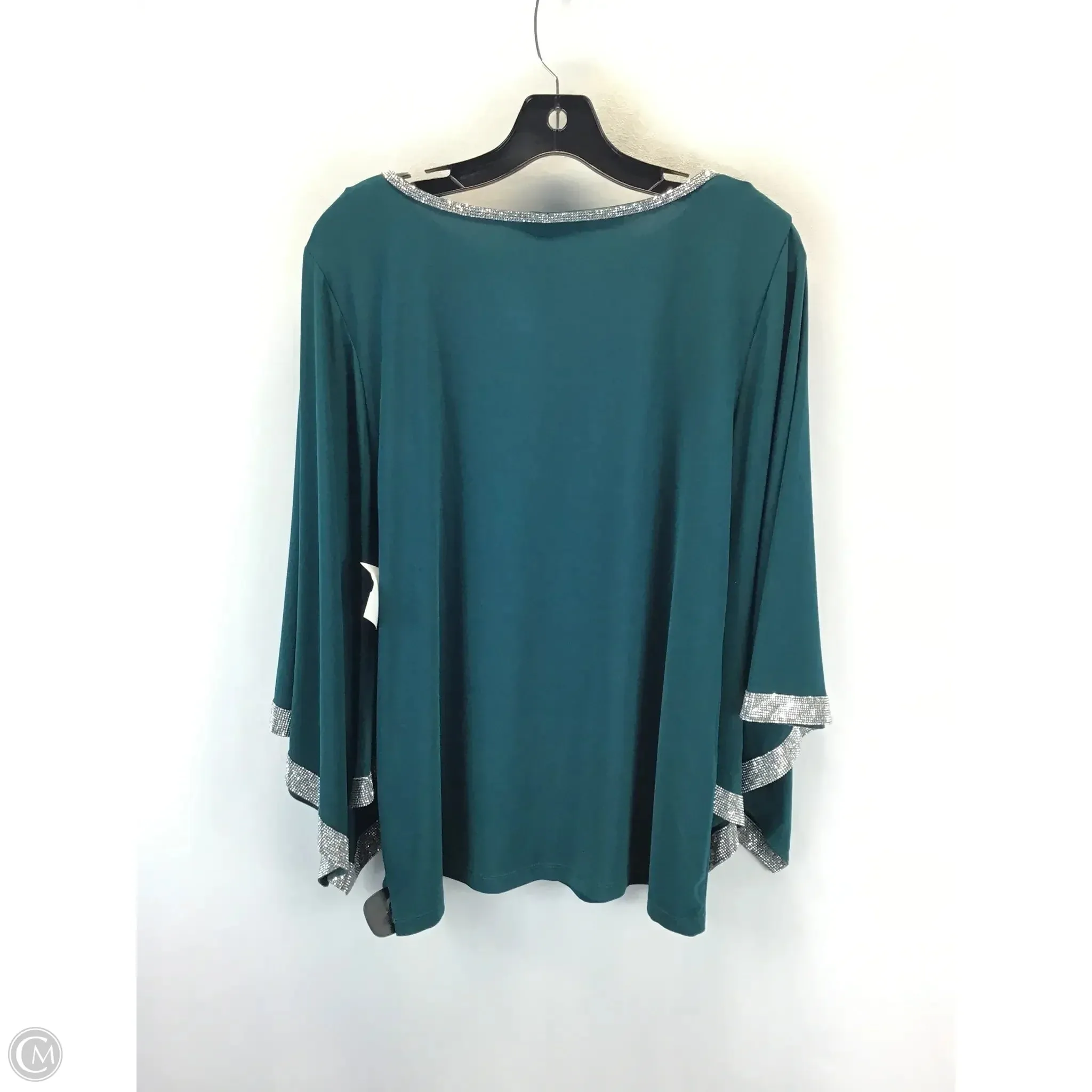 Blouse 3/4 Sleeve By Msk In Green & Silver, Size: L
