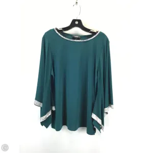 Blouse 3/4 Sleeve By Msk In Green & Silver, Size: L