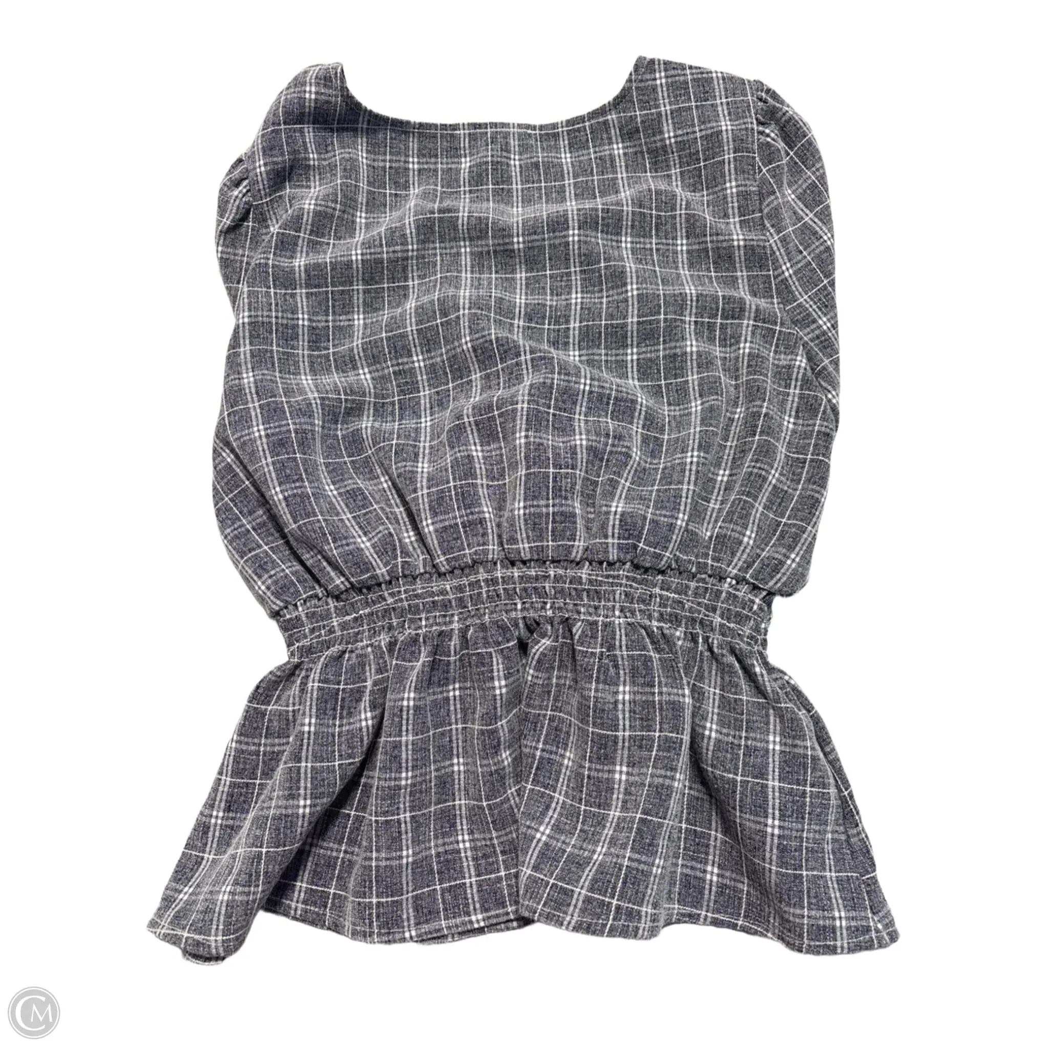Blouse 3/4 Sleeve By Treasure And Bond In Plaid Pattern, Size: S