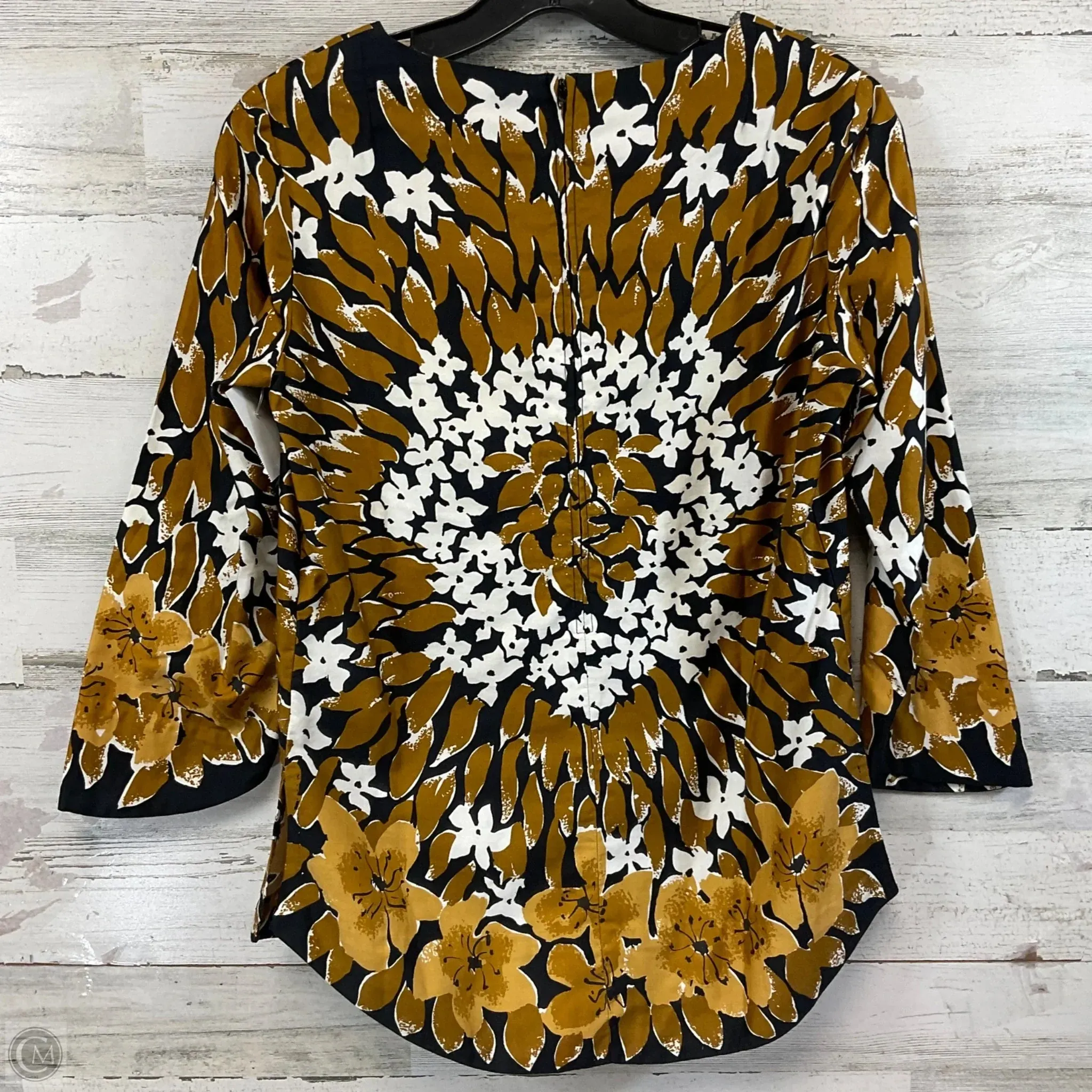 Blouse 3/4 Sleeve By VETRA In Brown, Size: M