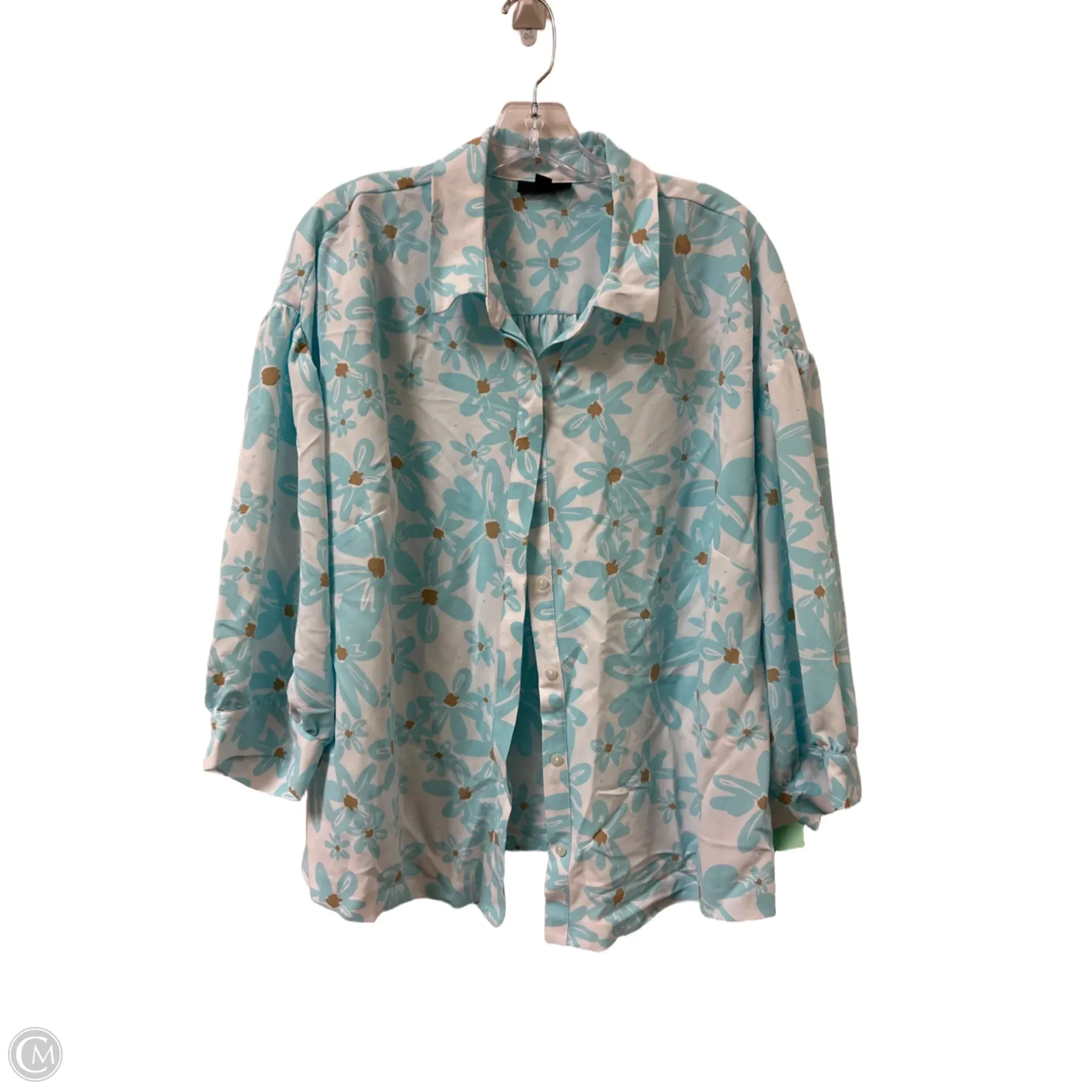 Blouse Long Sleeve By Alfani In Blue, Size: 2x
