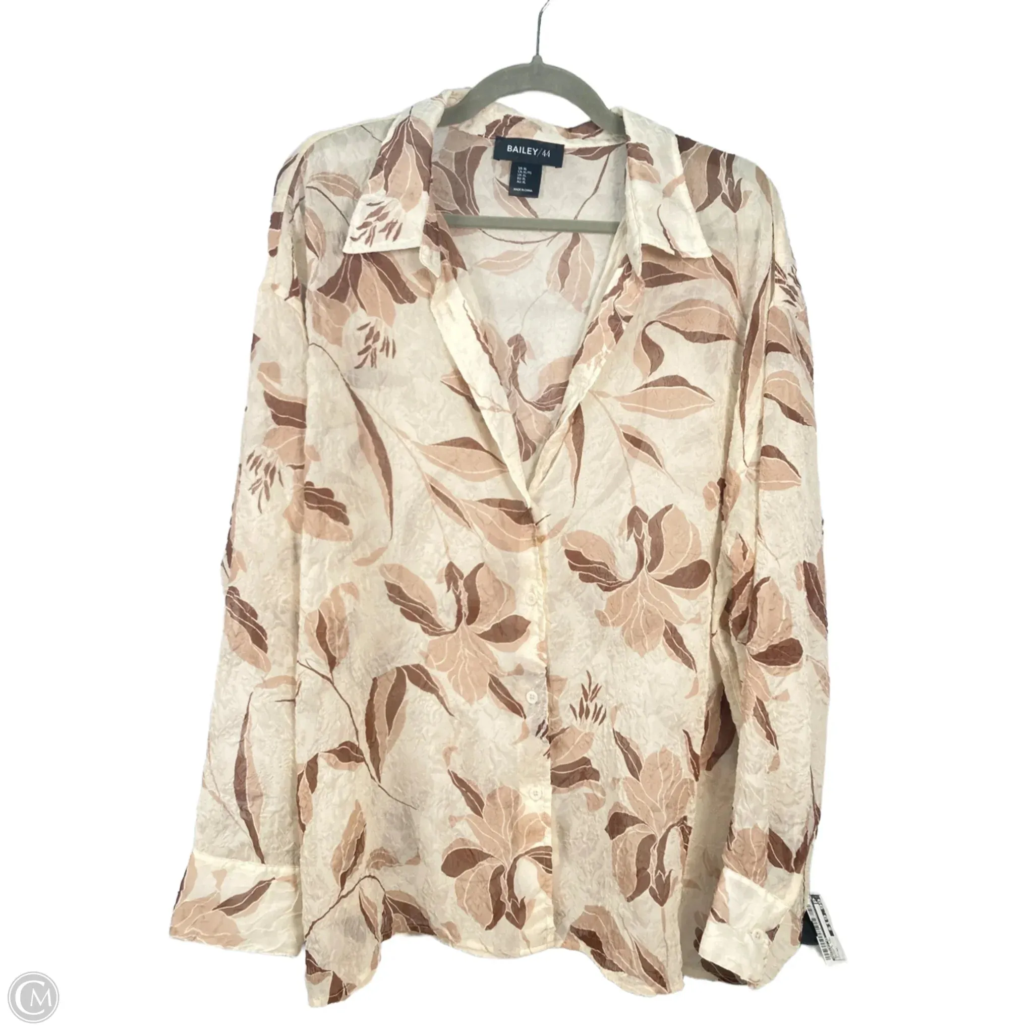Blouse Long Sleeve By Bailey 44 In Brown & Tan, Size: Xl