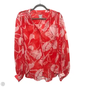 Blouse Long Sleeve By Chicos In Red, Size: M