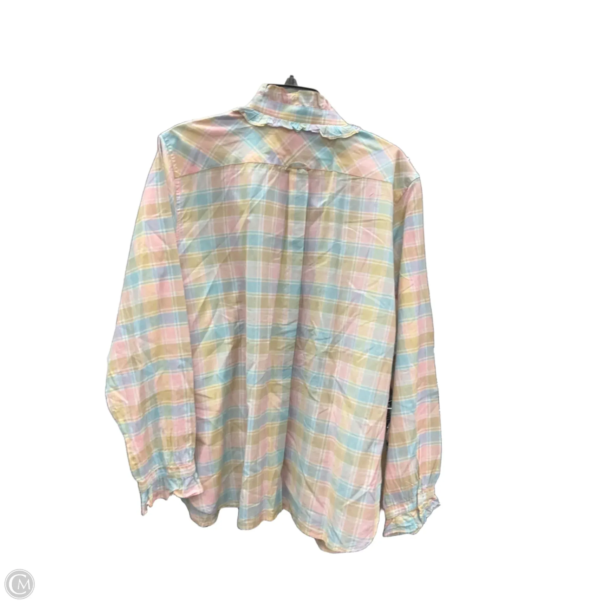 Blouse Long Sleeve By J. Crew In Plaid Pattern, Size: 20
