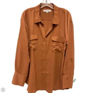 Blouse Long Sleeve By Loft In Brown, Size: Xl