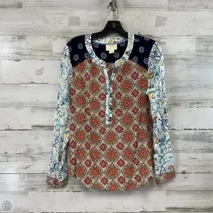 Blouse Long Sleeve By Maeve In Blue & Red, Size: S