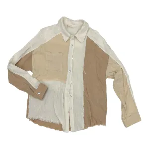 Blouse Ls By Clothes Mentor In Tan, Size:L