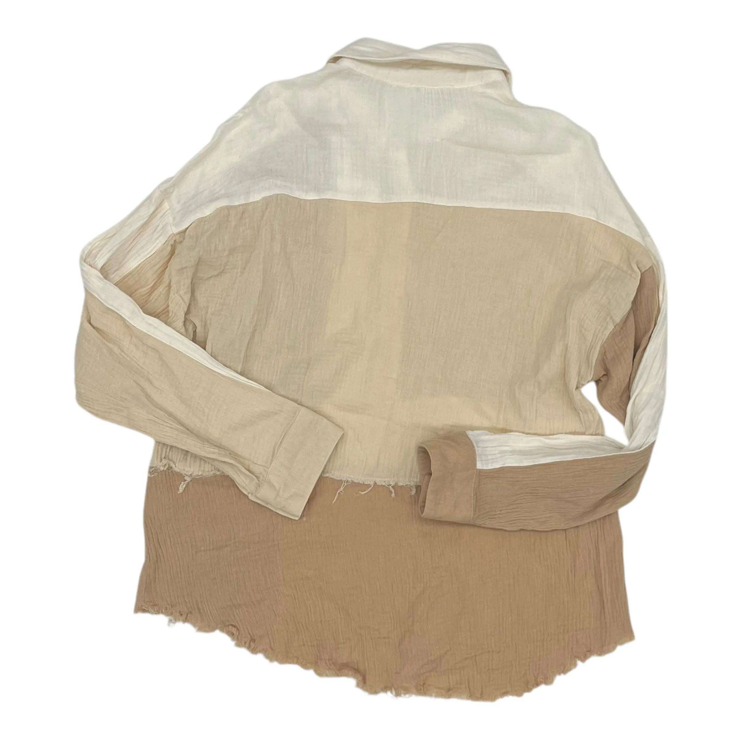 Blouse Ls By Clothes Mentor In Tan, Size:L
