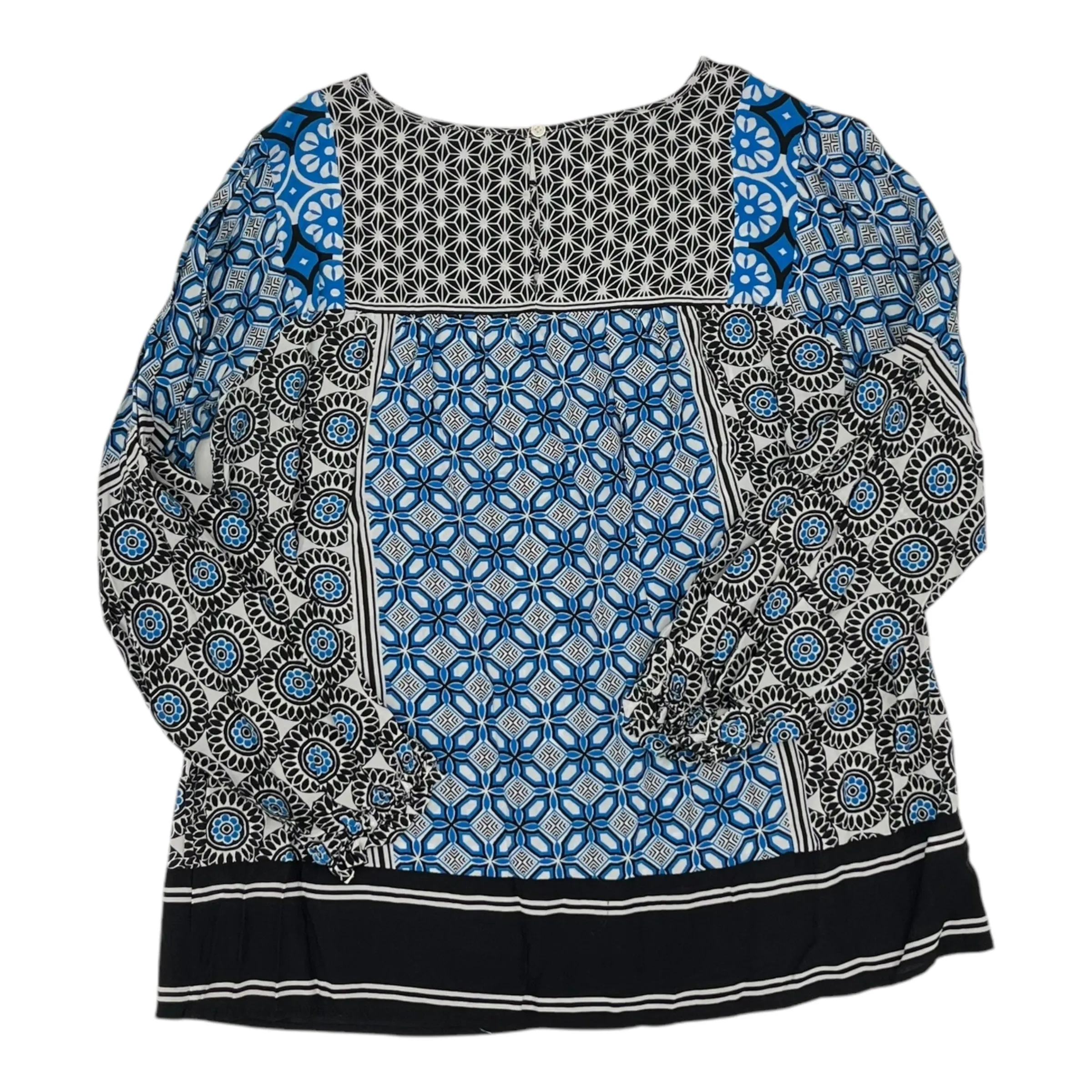 Blouse Ls By Loft In Black & Blue, Size:M