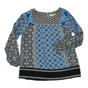 Blouse Ls By Loft In Black & Blue, Size:M
