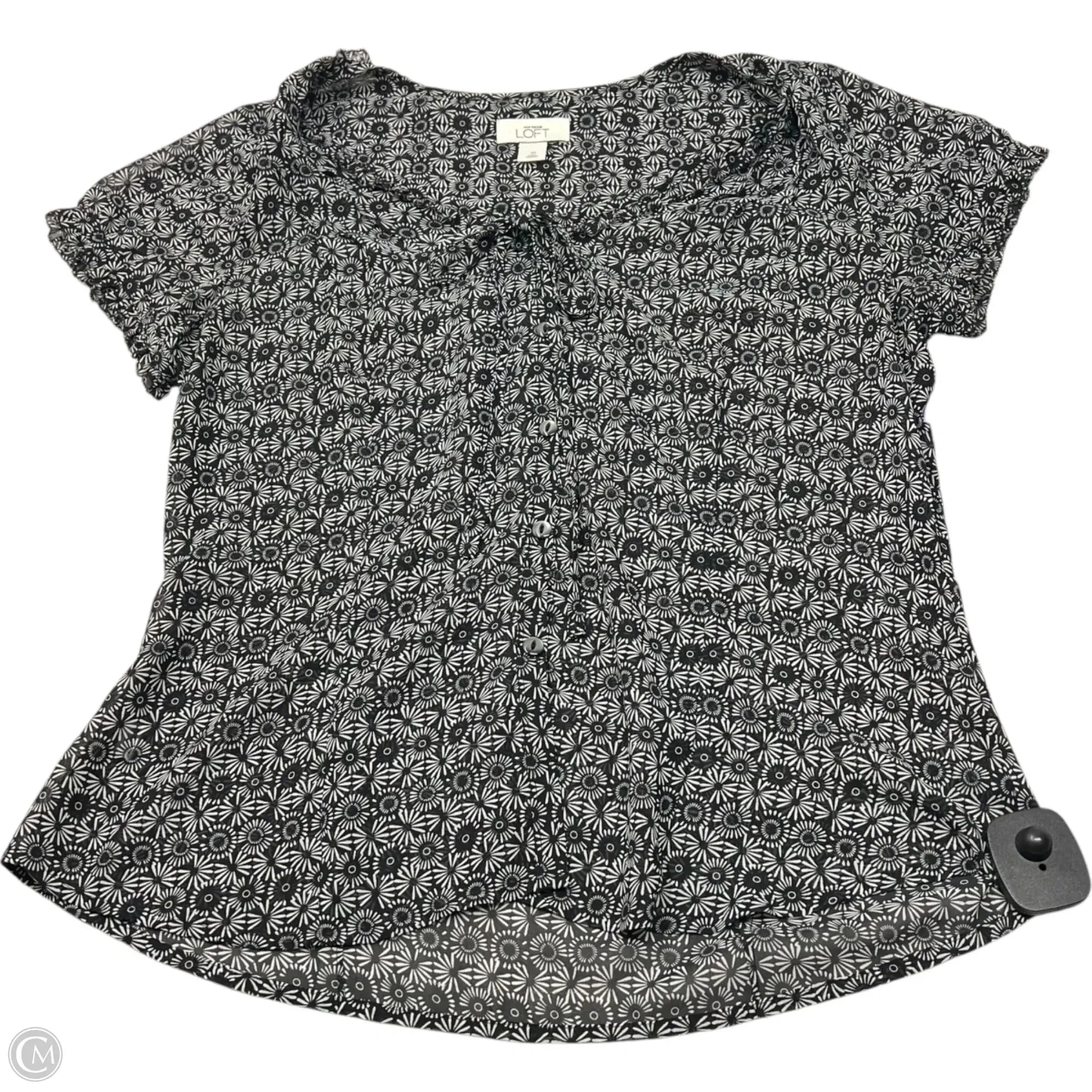 Blouse Short Sleeve By Loft In Black & White, Size: M