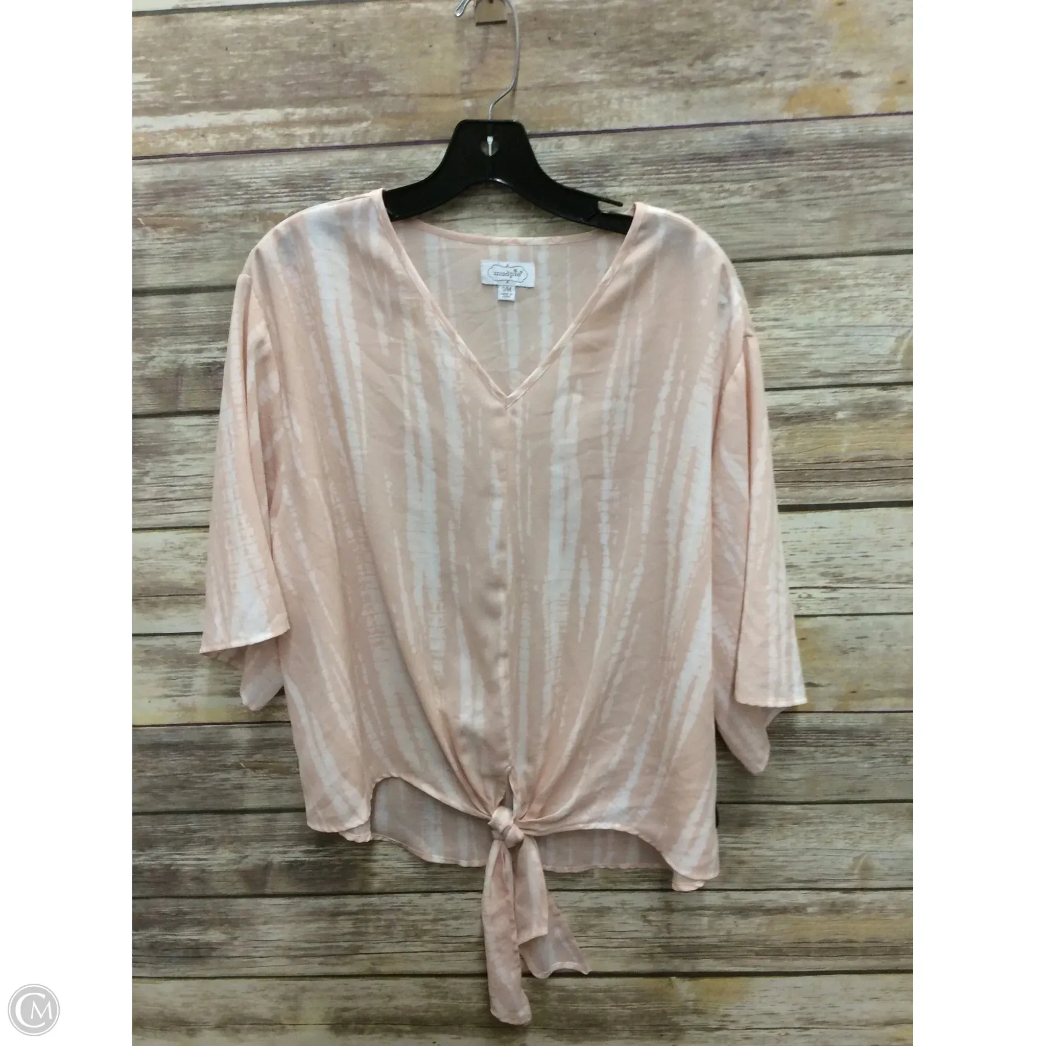 Blouse Short Sleeve By Mudpie In Peach, Size: S