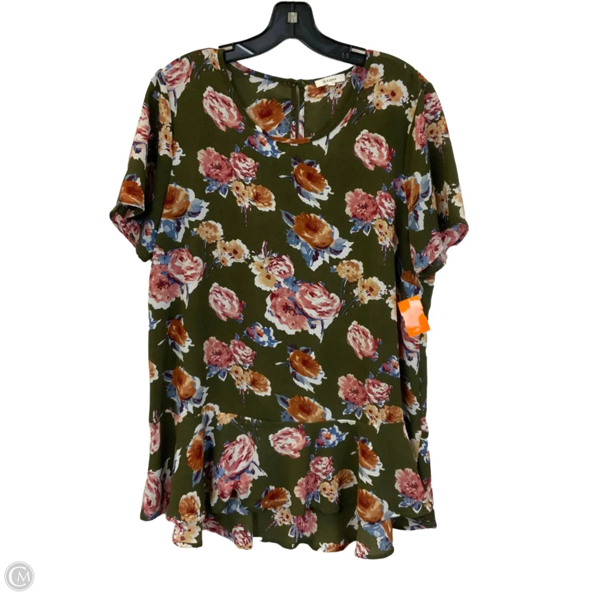 Blouse Short Sleeve By Pleione In Green, Size: L
