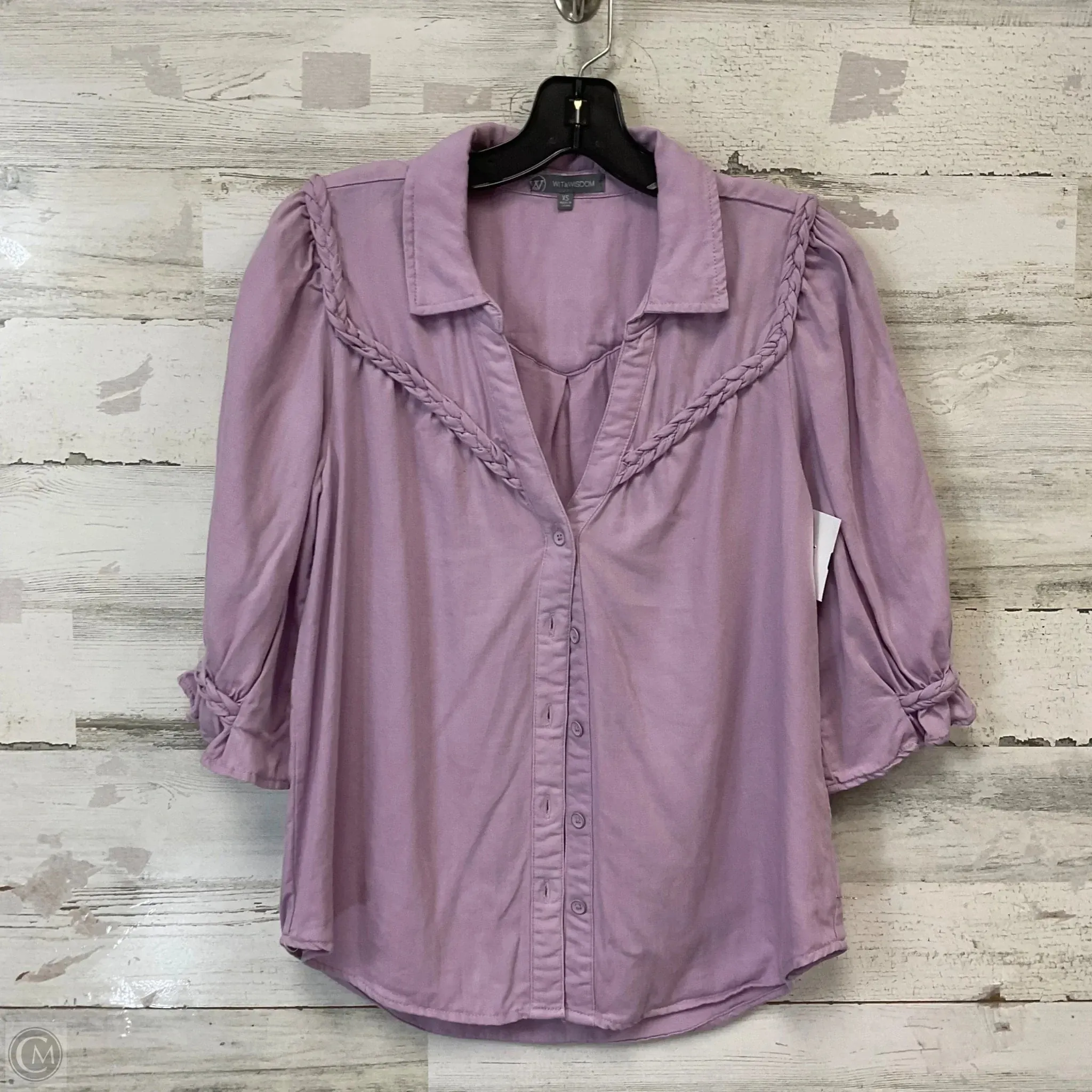 Blouse Short Sleeve By Wit & Wisdom In Purple, Size: Xs