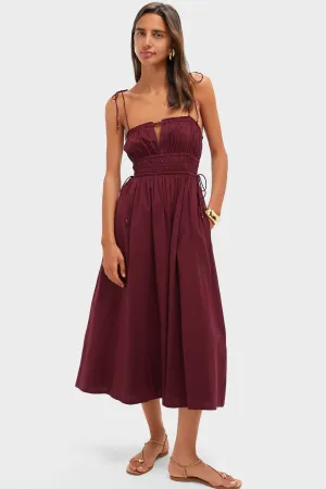 Bordeaux Eldora Midi Dress