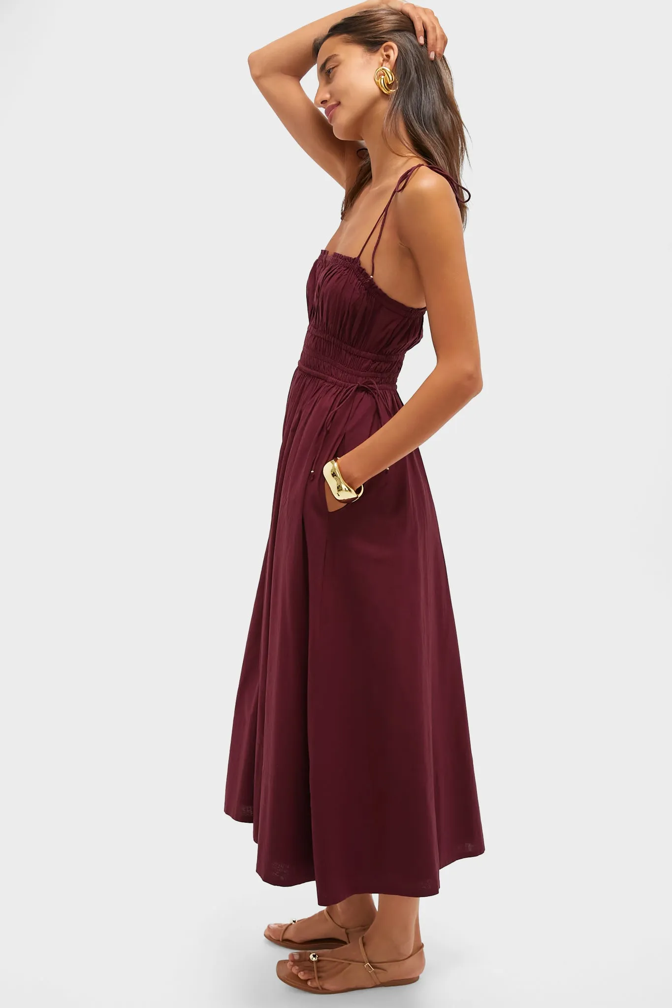 Bordeaux Eldora Midi Dress