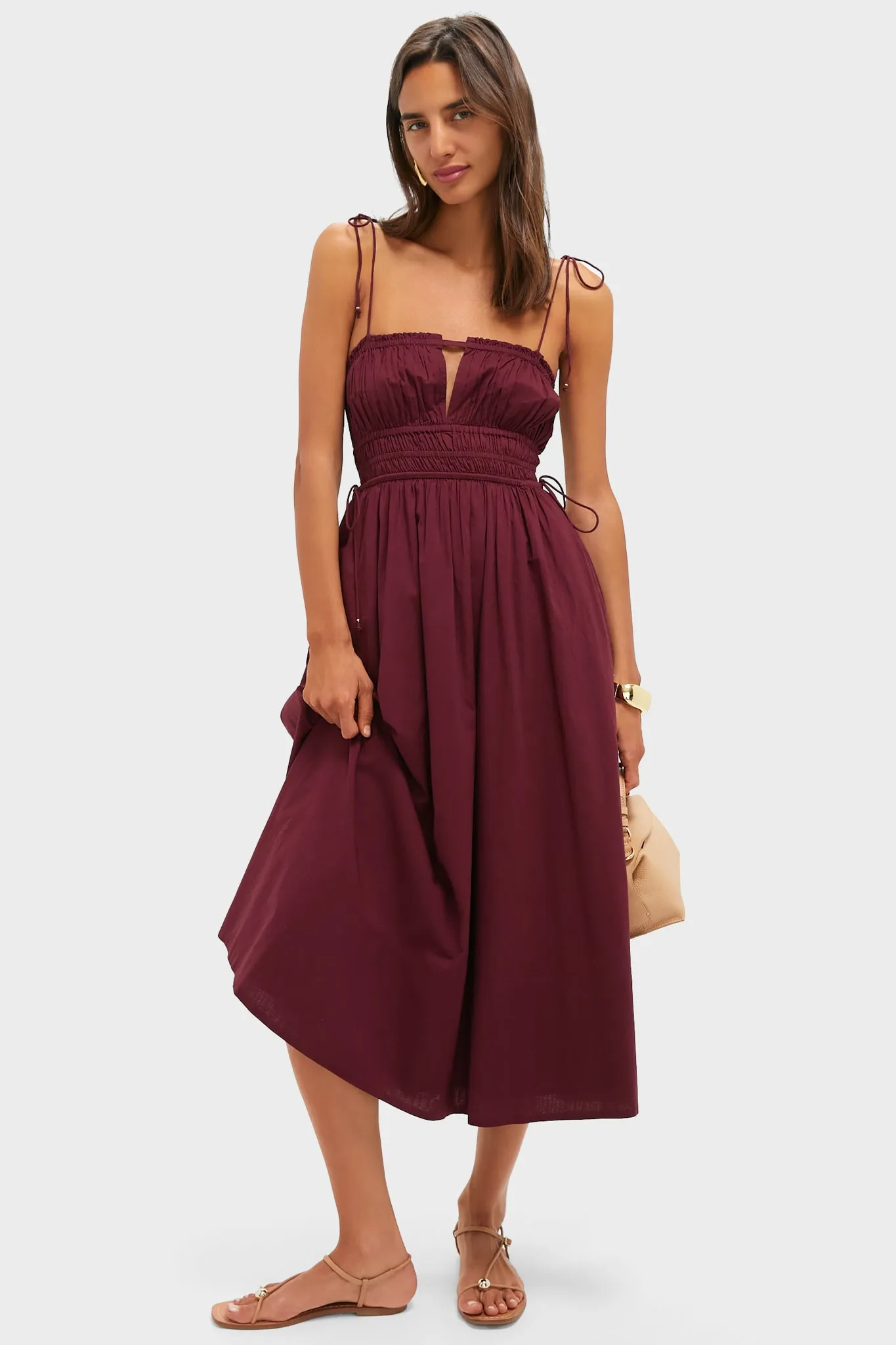 Bordeaux Eldora Midi Dress