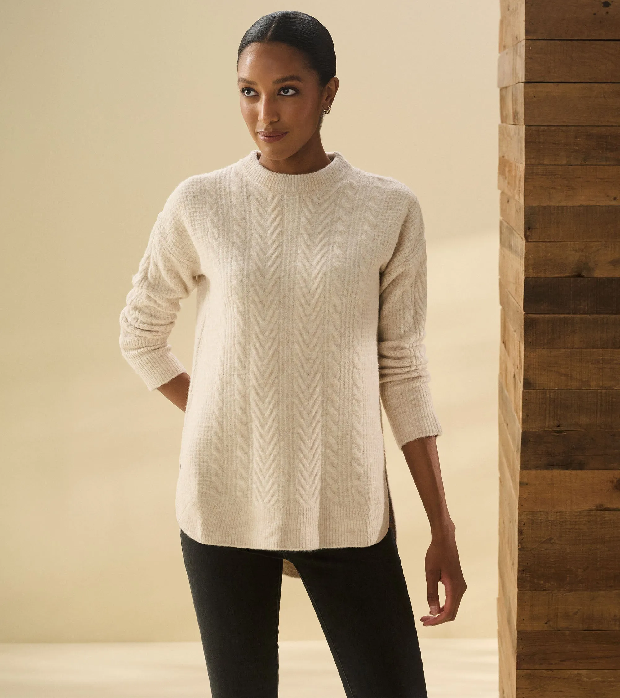 Cable Knit Tunic - Oatmeal Heather -Hatley