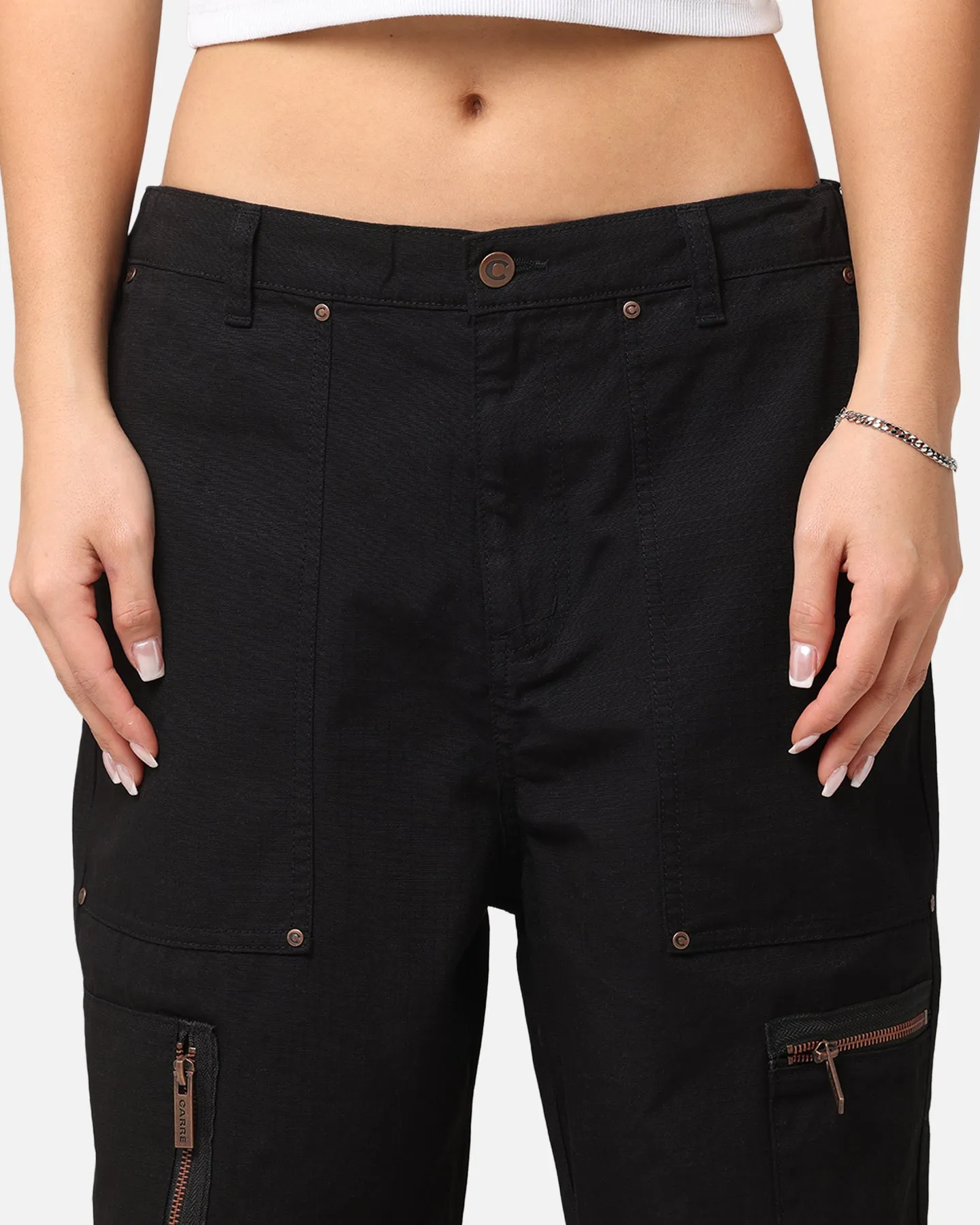 Carre Zip Cargo Pant Black
