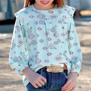 Cruel Denim Girls Light Blue Knit Print Long Sleeve