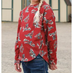 Cruel Girl Kid's Cowboy Print Knit Blouse