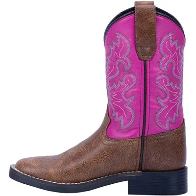 Dan Post Kid's Tan and Pink Punky Square Toe Boots