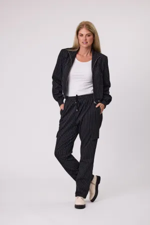 Democracy- Brooklyn Pant - D8013b - Black/Grey Stripe