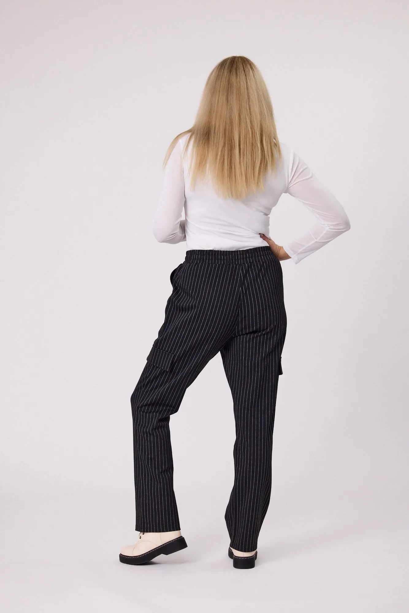 Democracy- Brooklyn Pant - D8013b - Black/Grey Stripe