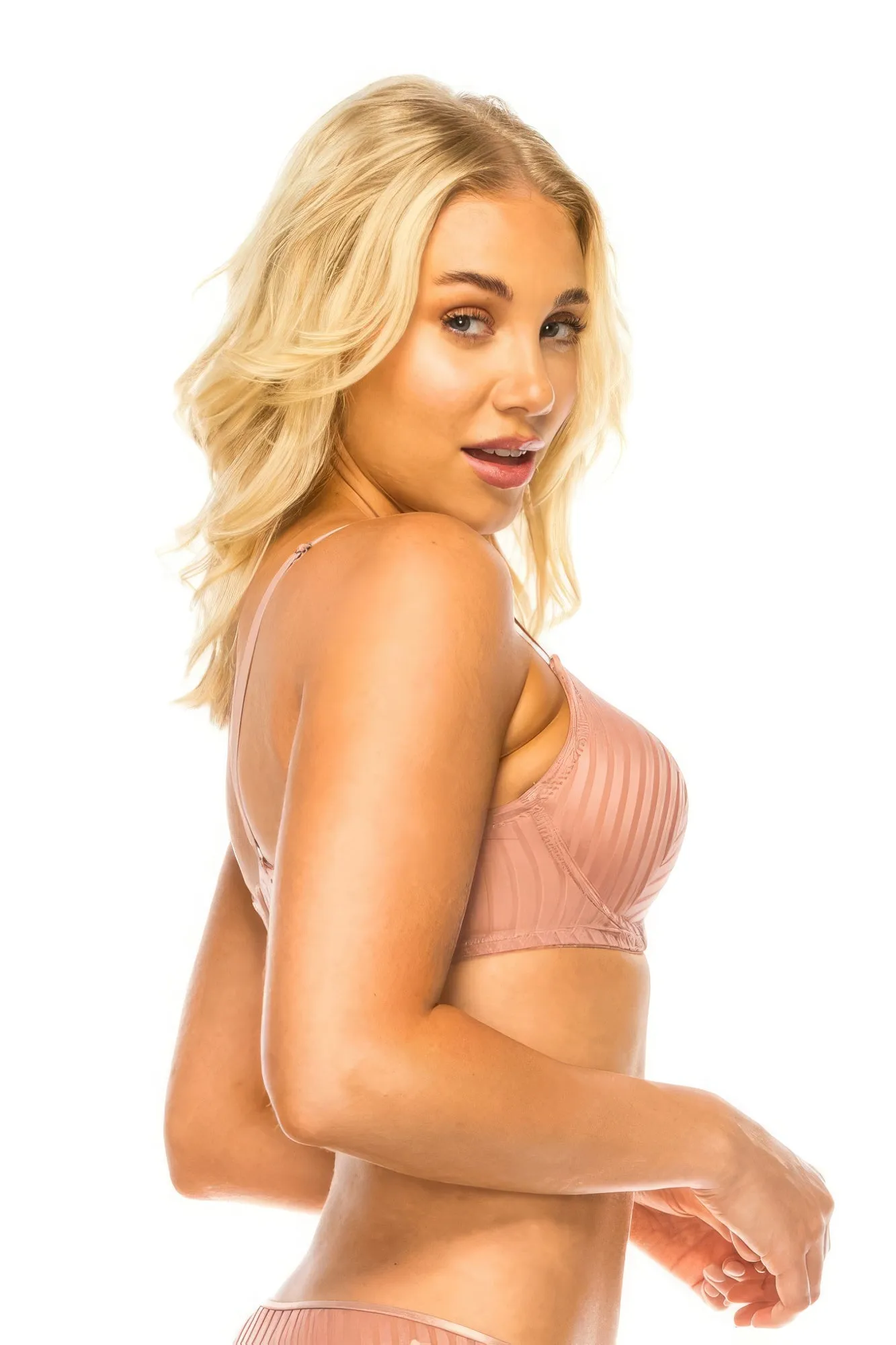 FASHNZFAB Women's Stripe Lace Bra