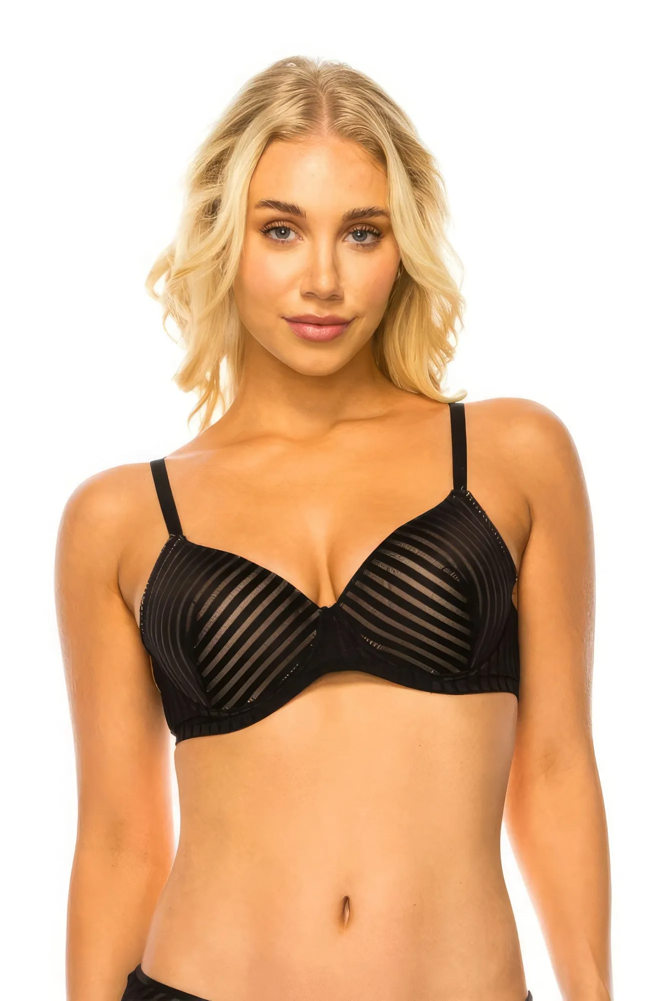 FASHNZFAB Women's Stripe Lace Bra