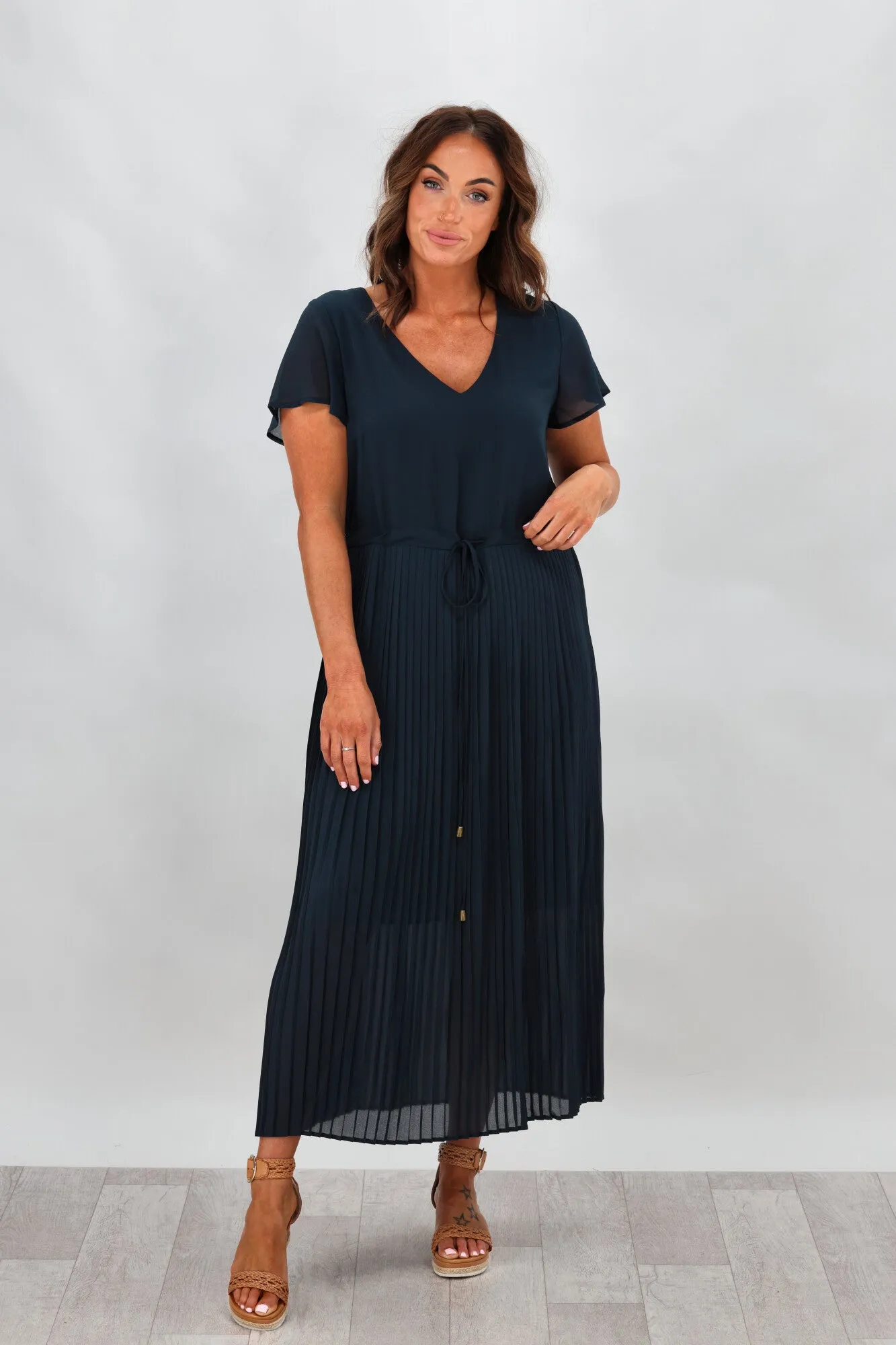 Gloss by Shine On Nyla Pleated Dress Deep Teal