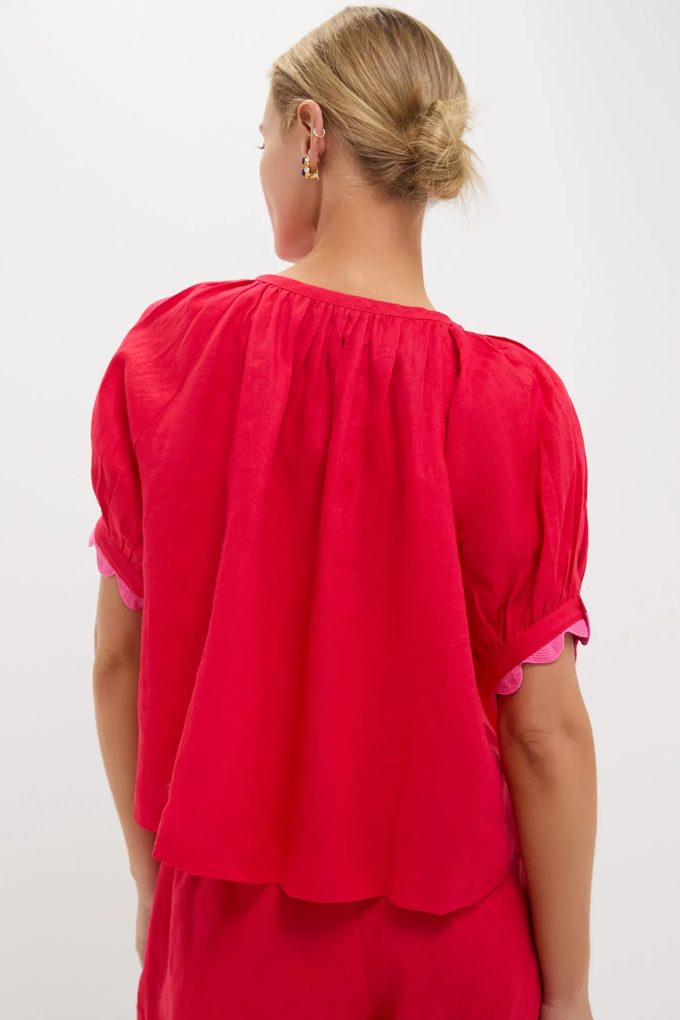 Hibiscus Red Linen Tully Top