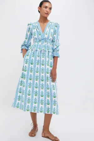 Indigo Border Melanie Dress
