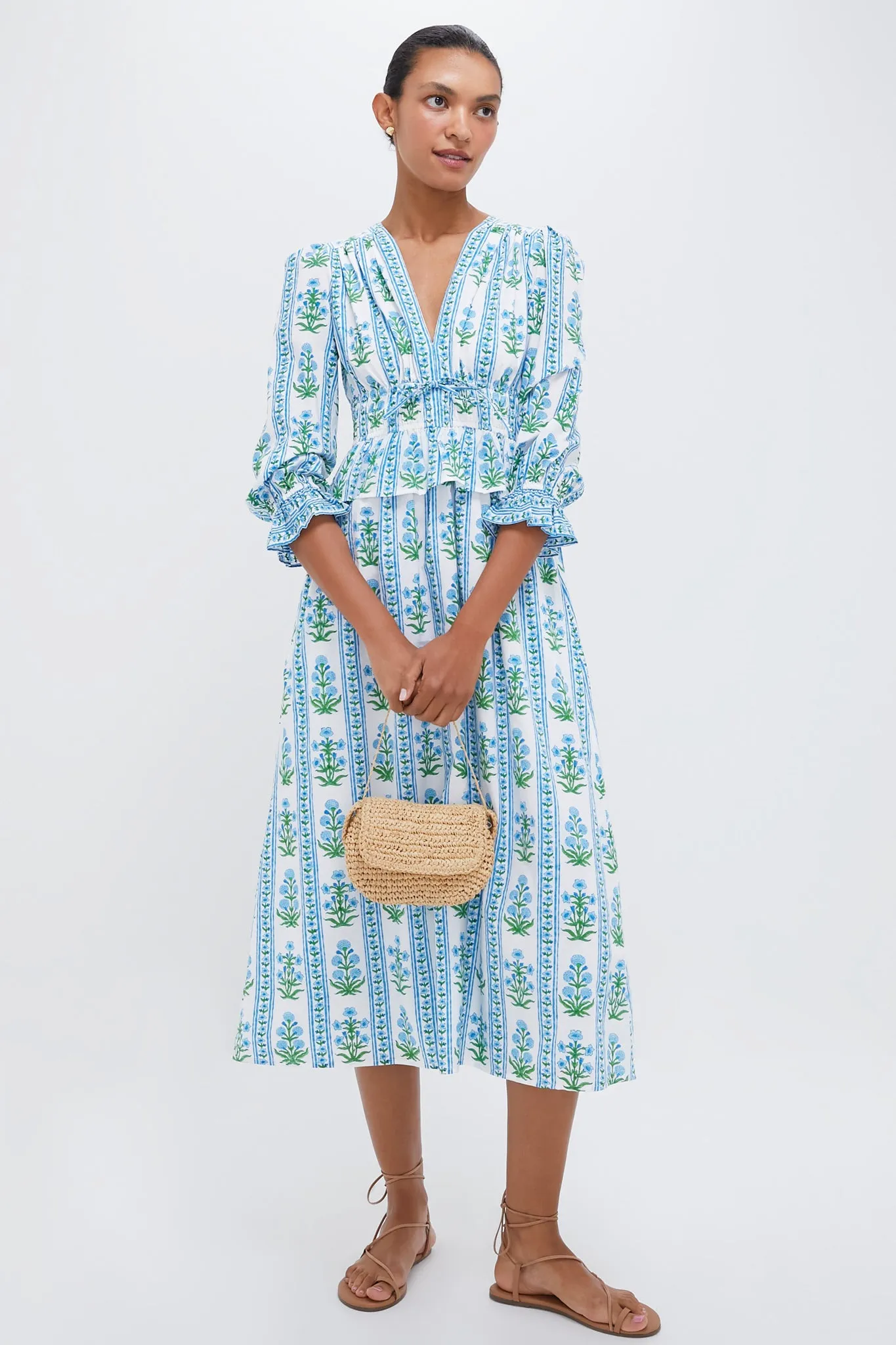 Indigo Border Melanie Dress