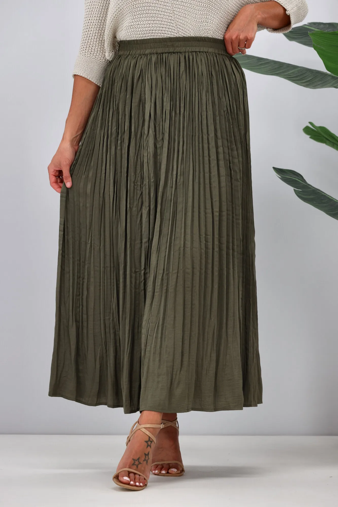 Jane James Tess Crushed Skirt Olive