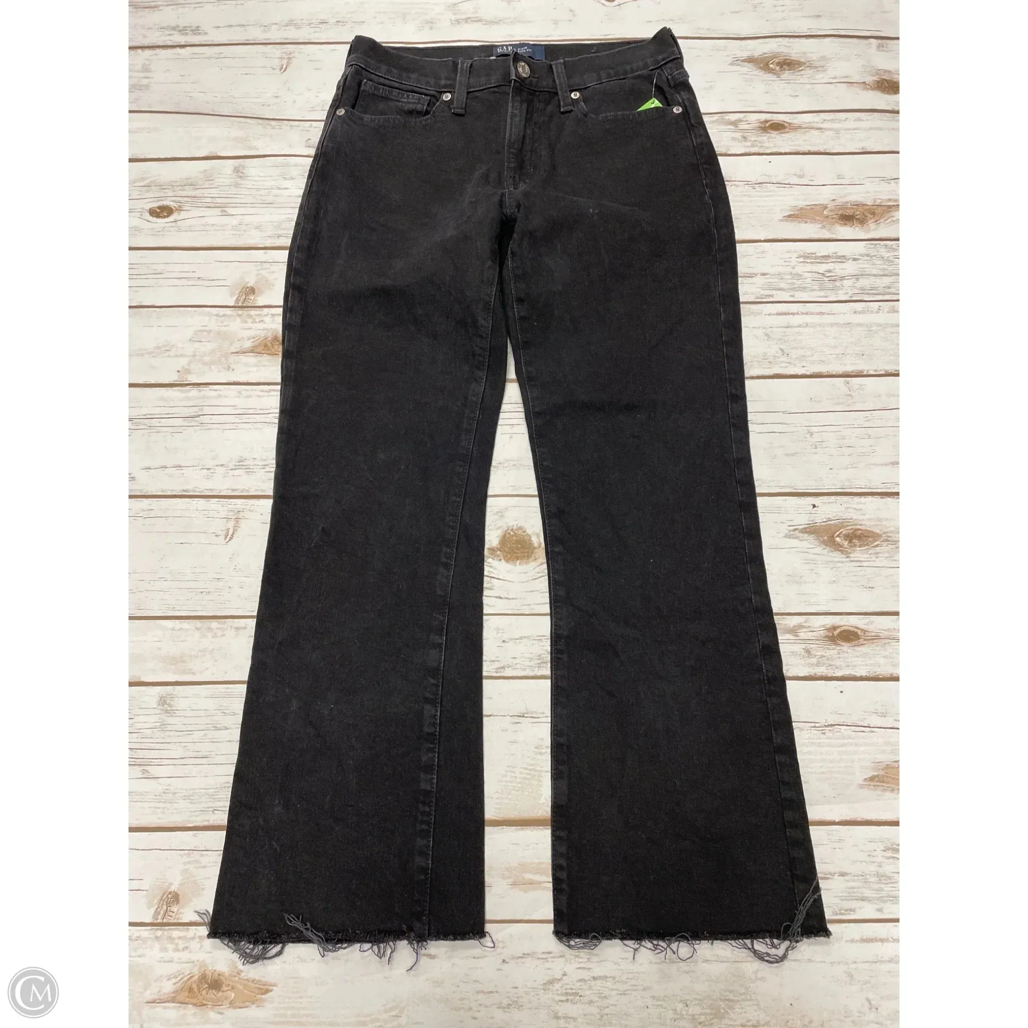 Jeans Straight By Gap In Black Denim, Size: 4