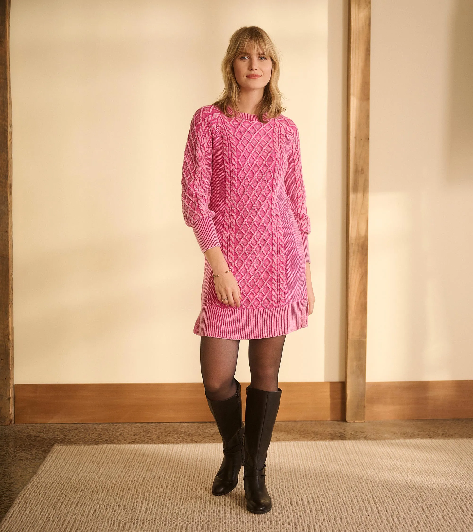 Juliet Cable Knit Dress - Raspberry Pink -Hatley