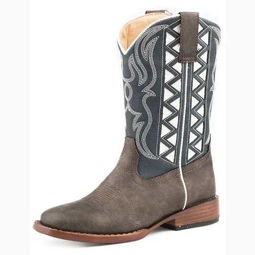 Karman Roper Kid's Navy and White Square Toe Boot