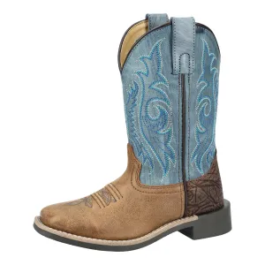 Kid's Cole Vintage Brown and Blue Square Toe Boot